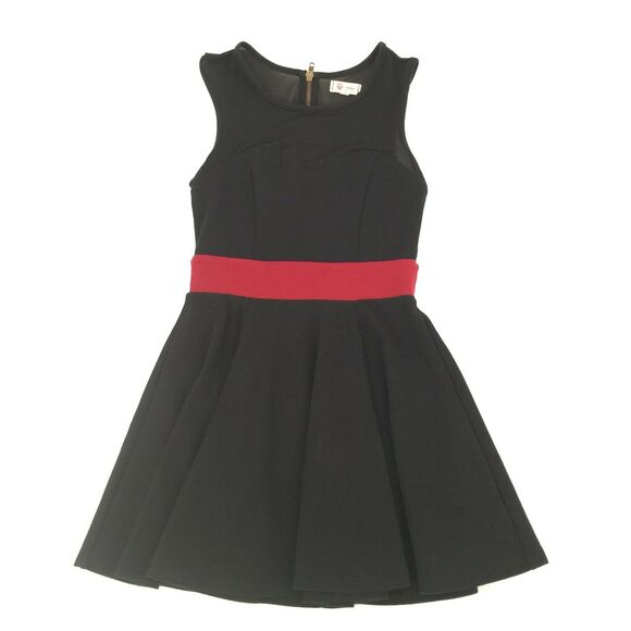 Olsenboye Sleeveless Mesh Neck Cocktail Fit And Flare Party Dress 3 Black Red S - Picture 1 of 4